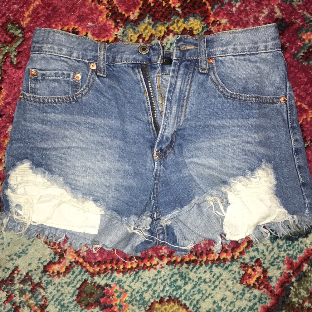 Denim high waisted shorts